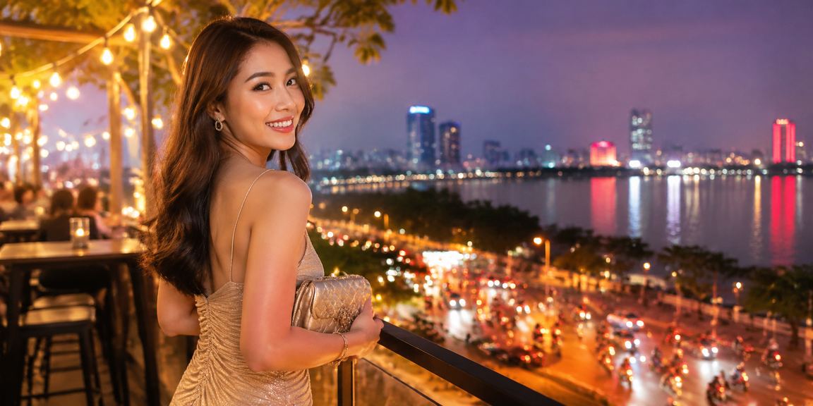 Cảnh chợ đêm nhộn nhịp tại Hà Nội với ánh đèn màu sắc